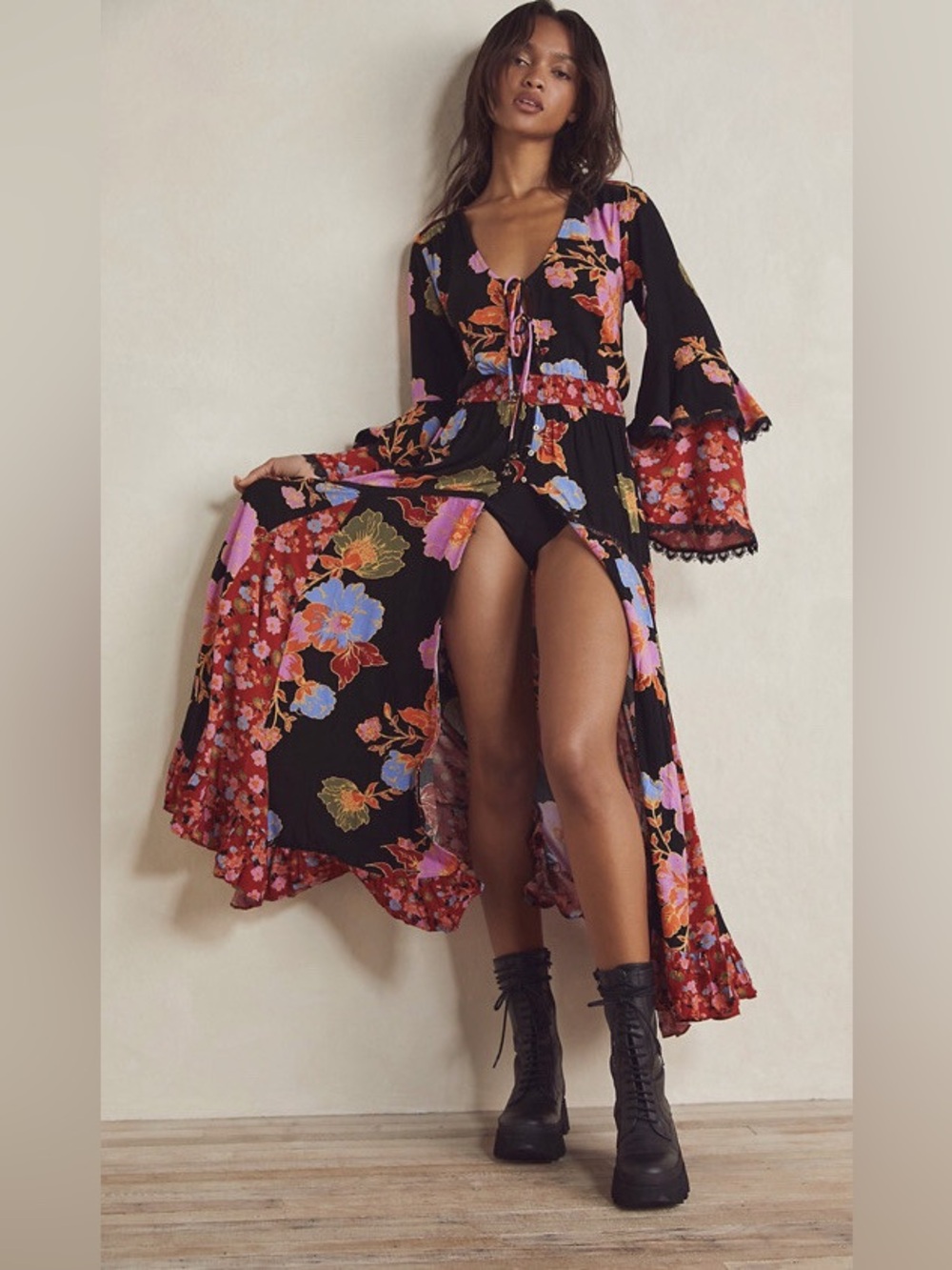 Free People Penny Printed Maxi Bodysuit Dress - Picture 4 of 9